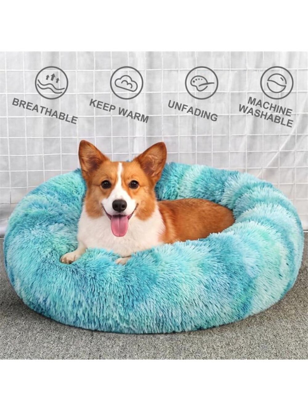 Calming Donut Pet Bed for Small Dogs 20"x20" Anti-Anxiety Plush - Picture 3 of 7